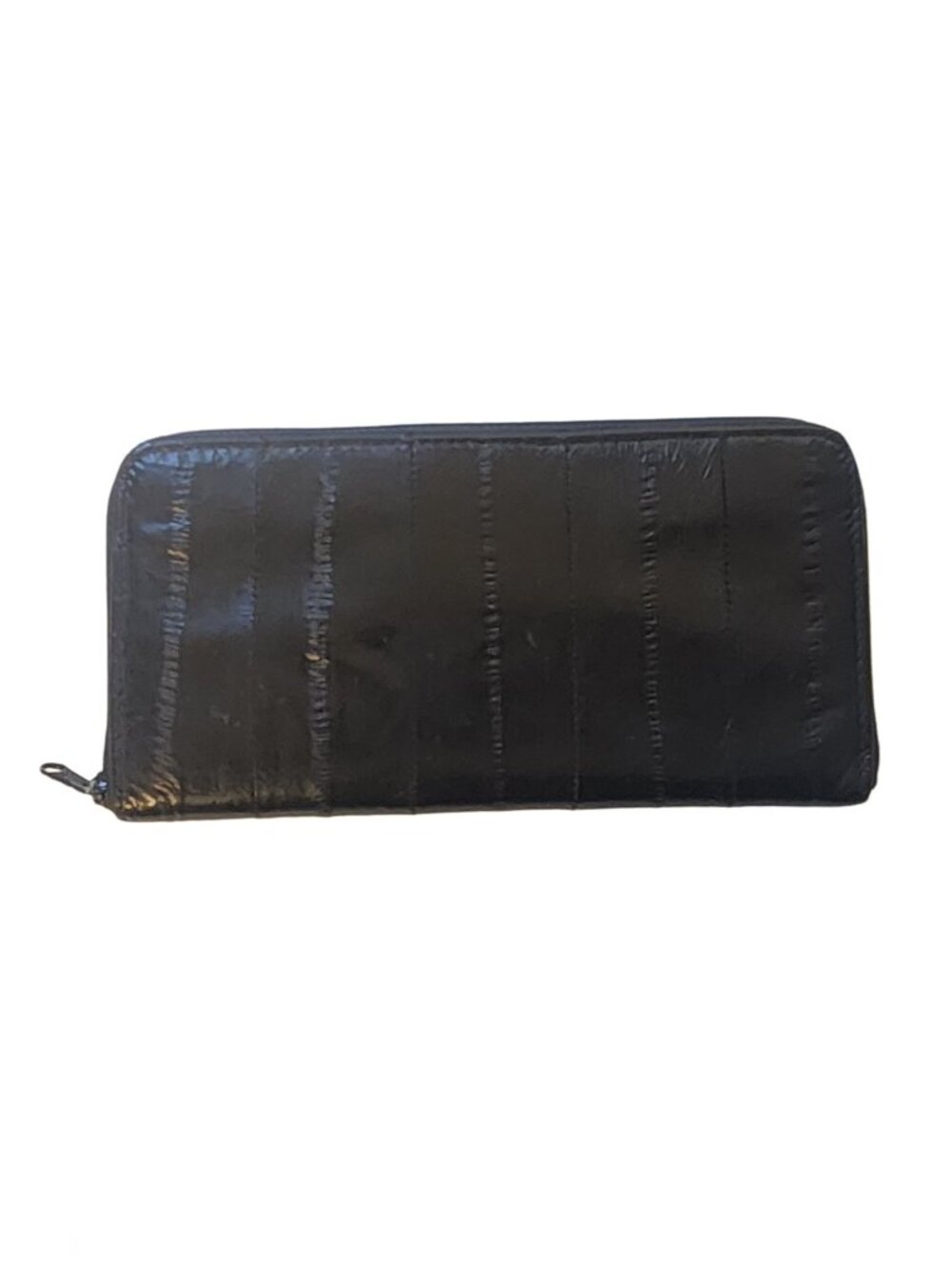 Vintage Lee Sands Black Genuine Eel Skin Leather Organizer Wallet